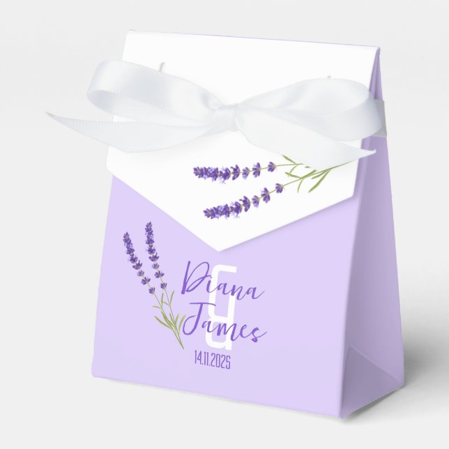 Elegant Botanical lavender Wedding thank you Favor Boxes (Front Side)