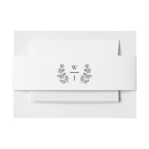 Elegant Botanical Leaf Monogram Initial Wedding Invitation Belly Band