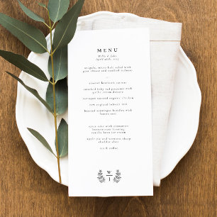 Elegant Botanical Leaf Monogram Initial Wedding Menu
