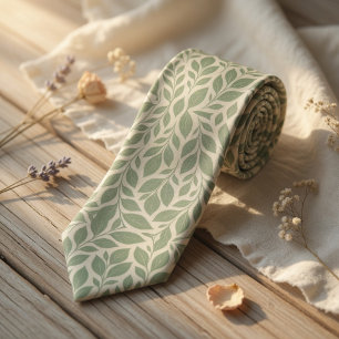 Elegant Botanical Leaf Neck Tie
