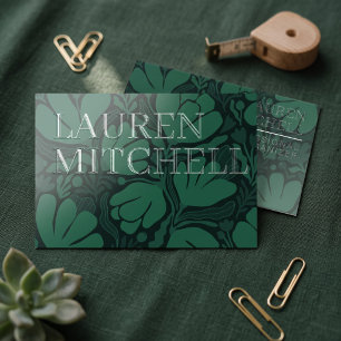 Elegant Botanical Leaf Pattern Modern Design Raised Spot UV Business Card