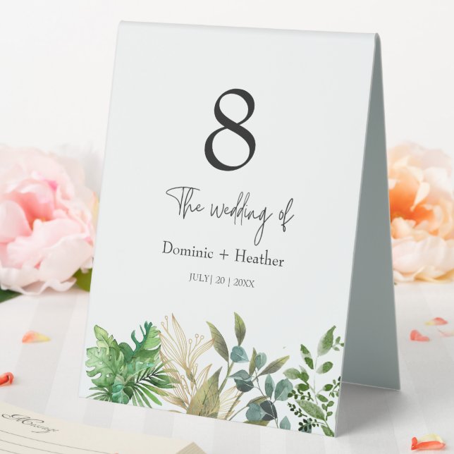 Elegant Botanical Leaf Table Tent (In SItu (Wedding))