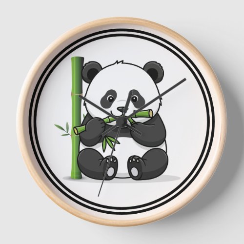Elegant Botanical Leaf Wall Clock with Cute Bear