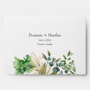 Elegant Botanical Leaf Wedding Invitation Envelope