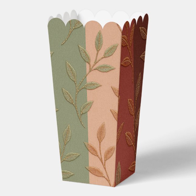 Elegant Botanical Leaves Earth Tone Pattern Favor Boxes (Front)