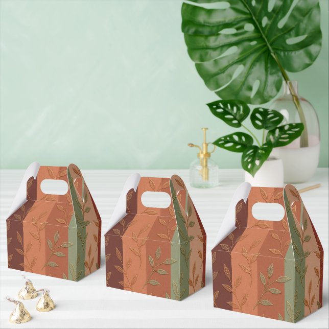 Elegant Botanical Leaves Earth Tone Pattern Favor Boxes (Multiple)