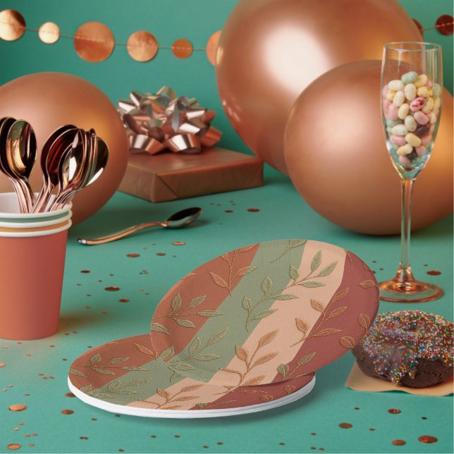 Elegant Botanical Leaves Earth Tone Pattern Paper Plates (Multi)
