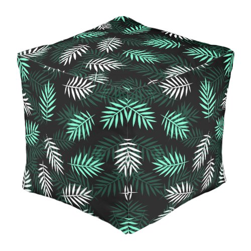 Elegant Botanical Leaves Pattern Pouf