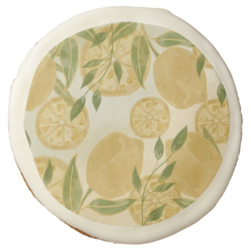 Elegant Botanical Lemon Greenery    Sugar Cookie