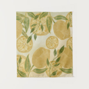 Elegant Botanical Lemon Greenery Tapestry