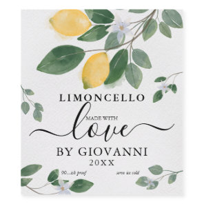 Elegant Botanical Lemon Made with Love Limoncello Wine Label