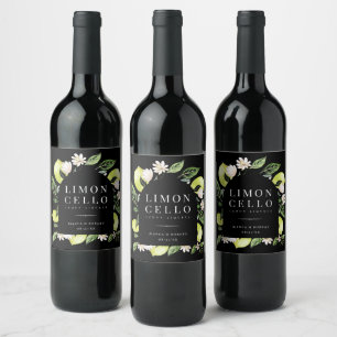Elegant Botanical Lemons Frame Limoncello Wine Lab Label