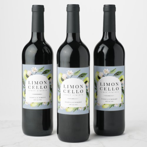 Elegant Botanical Lemons Frame Limoncello Wine Lab Wine Label