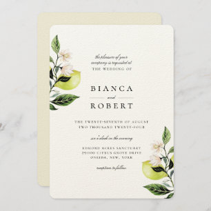 Elegant Botanical Lemons Wedding Invitation