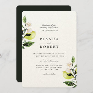 Elegant Botanical Lemons Wedding Invitation