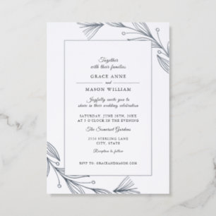 Elegant Botanical Letterpress Wedding Invitation