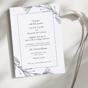 Elegant Botanical Letterpress Wedding Invitation