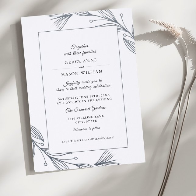 Elegant Botanical Letterpress Wedding Invitation  (Creator Uploaded)