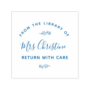 Elegant botanical library book stamp