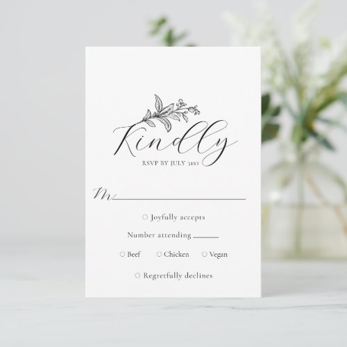 Elegant Botanical Line Art RSVP Response Card