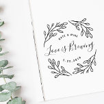 Elegant Botanical Love is Brewing Wedding Favor Rubber Stamp<br><div class="desc">Custom-designed wedding favor rubber stamp featuring modern elegant hand-drawn leaves and branches design. Personalize with bride and groom/couple's names and wedding date for a touch of style on wedding coffee grounds/beans or tea favors and gifts.</div>