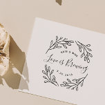 Elegant Botanical Love is Brewing Wedding Favor Rubber Stamp<br><div class="desc">Custom-designed wedding favor rubber stamp featuring modern elegant hand-drawn leaves and branches design. Personalize with bride and groom/couple's names and wedding date for a touch of style on wedding coffee grounds/beans or tea favors and gifts.</div>