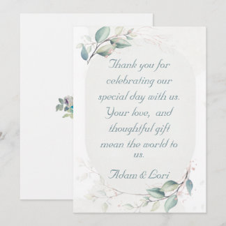 Elegant Botanical Love Wedding Thank You Card