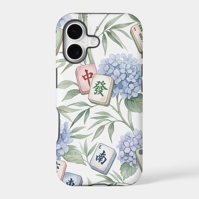 Elegant Botanical Mahjong Game Tiles Pattern Iphone Case (Back)