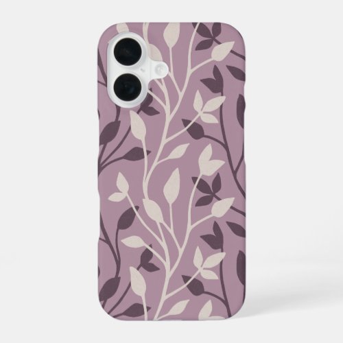 Elegant Botanical Mauve Leaf Minimal iPhone 16 Case