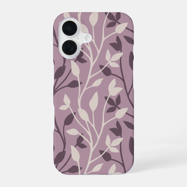 Elegant Botanical Mauve Leaf Minimal iPhone Case (Back)