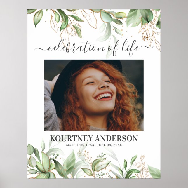 Elegant Botanical Memorial Poster (Front)