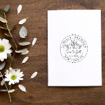 Elegant Botanical Modern Hand-written Wedding Date Rubber Stamp<br><div class="desc">Use our gorgeous and modern custom rubber stamp to tell friends and parents to save your wedding date on their calendars! The stylish design features elegant round typography and beautiful botanical decorations. In the center a modern hand-written text with your wedding date at the bottom. For an 'easier' application you...</div>