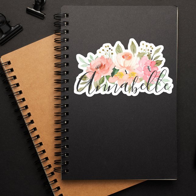 Elegant Botanical Modern Monogram Name Sticker (Creator Uploaded)