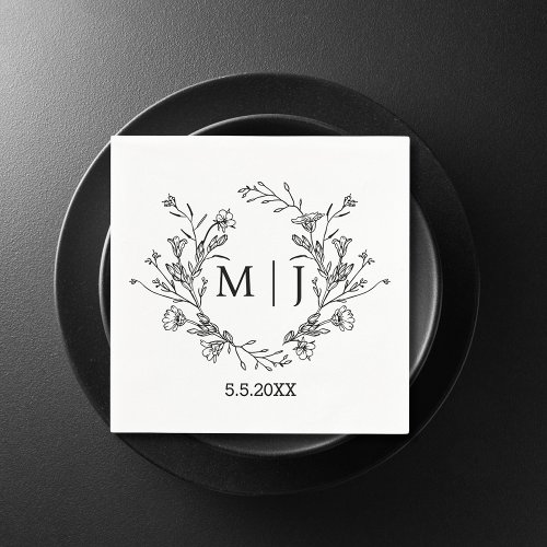 elegant botanical modern script wedding stylish napkins