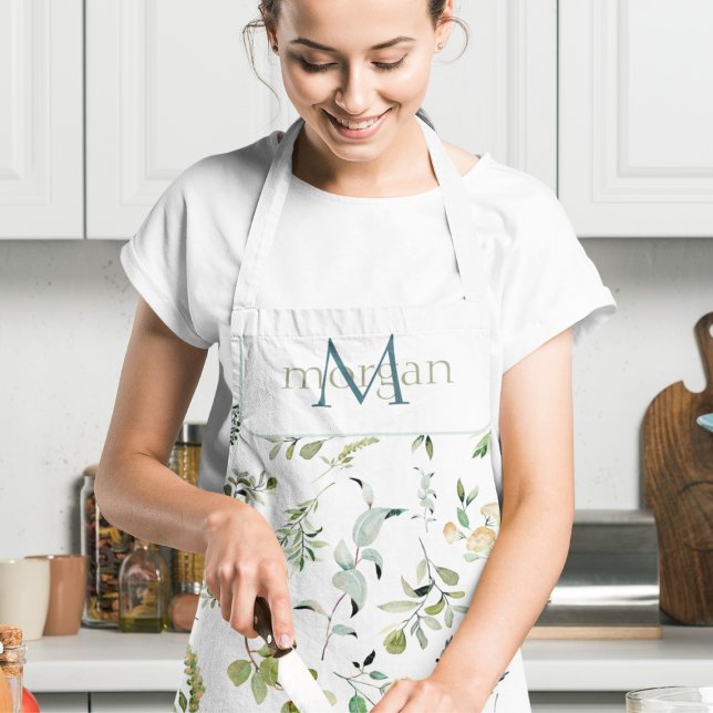 Elegant Botanical Modern Watercolor Apron (Creator Uploaded)