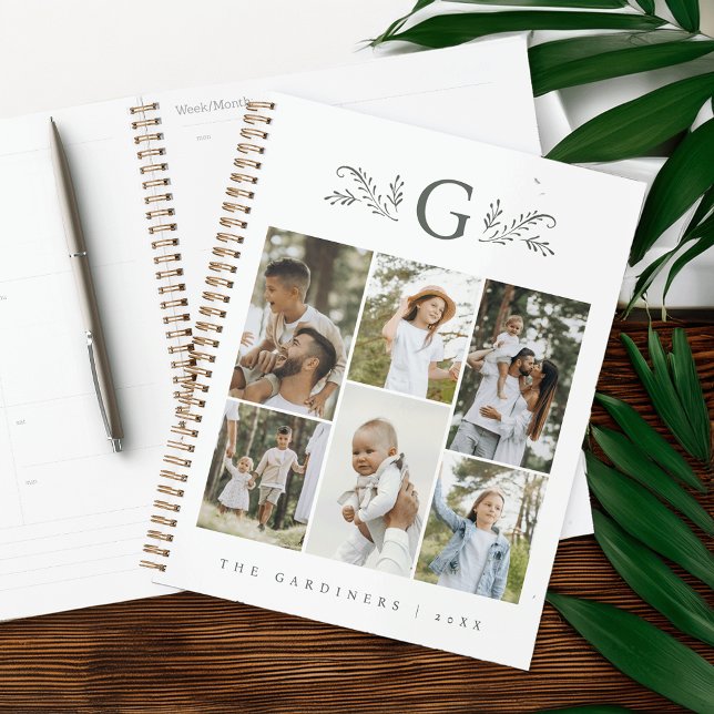Elegant Botanical Monogram 6 Photo Collage Planner (Creator Uploaded)