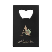 Elegant Botanical Monogram Gold Letter A 