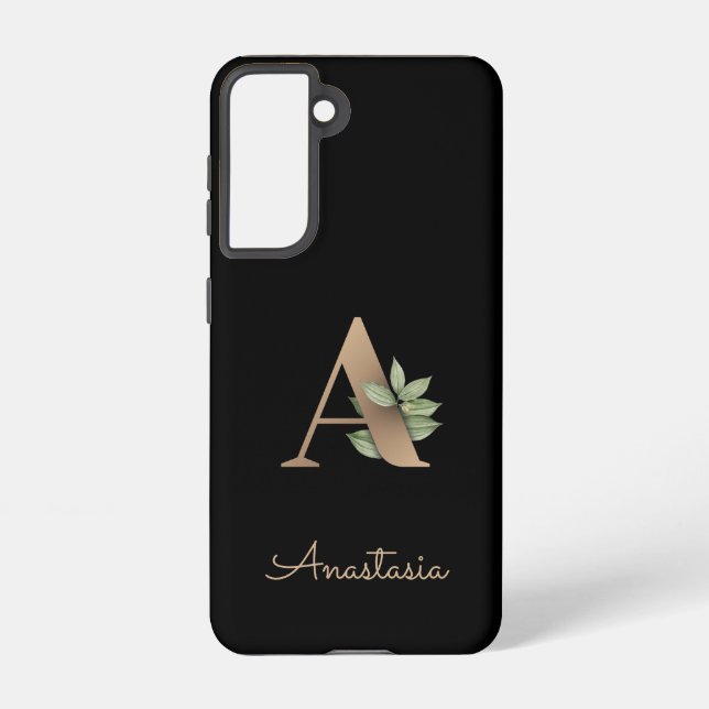 Elegant Botanical Monogram Gold Letter A Samsung Galaxy Case (Back)