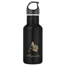 Elegant Botanical Monogram Gold Letter A