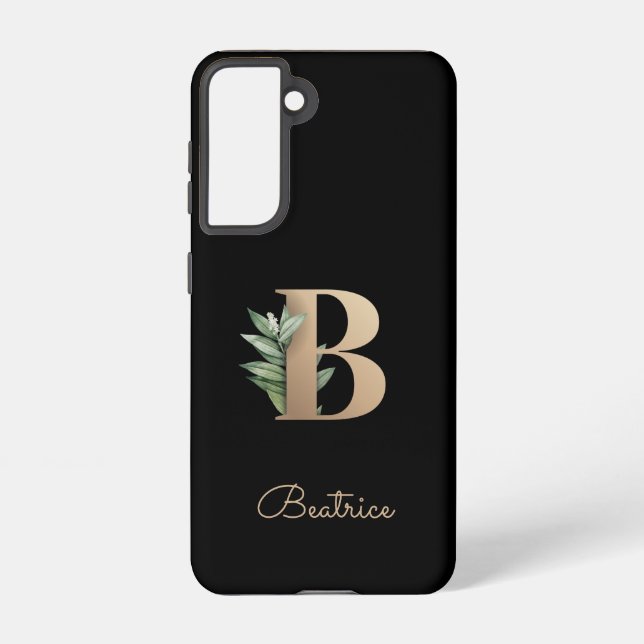 Elegant Botanical Monogram Gold Letter B Samsung Galaxy Case (Back)