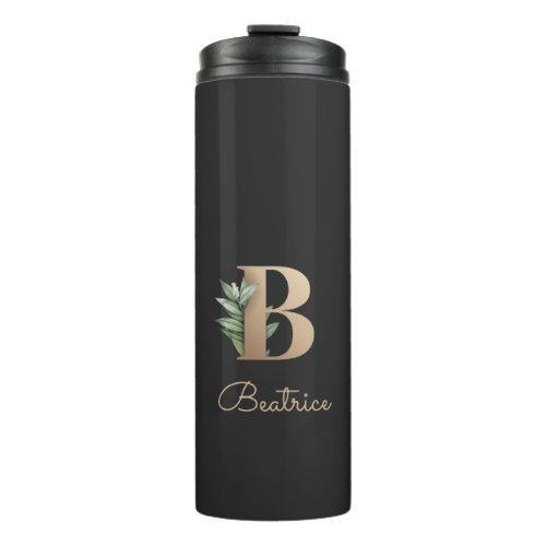 Elegant Botanical Monogram Gold Letter B  Thermal Tumbler