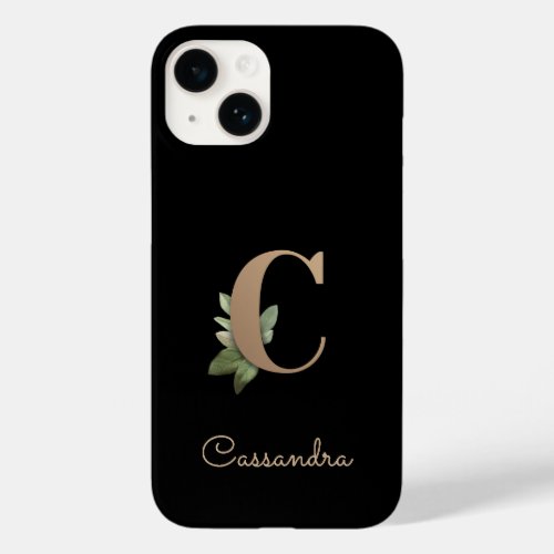 Elegant Botanical Monogram Gold Letter C Case_Mate iPhone 14 Case