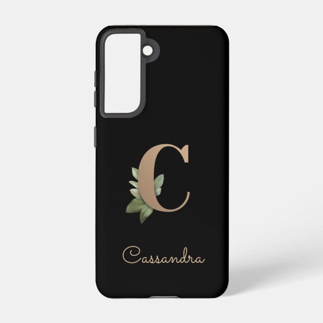 Elegant Botanical Monogram Gold Letter C Samsung Galaxy Case (Back)