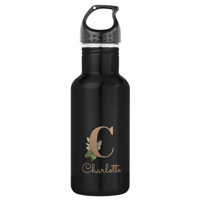 Elegant Botanical Monogram Gold Letter C  Stainless Steel Water Bottle (Front)
