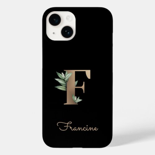 Elegant Botanical Monogram Gold Letter F Case_Mate iPhone 14 Case