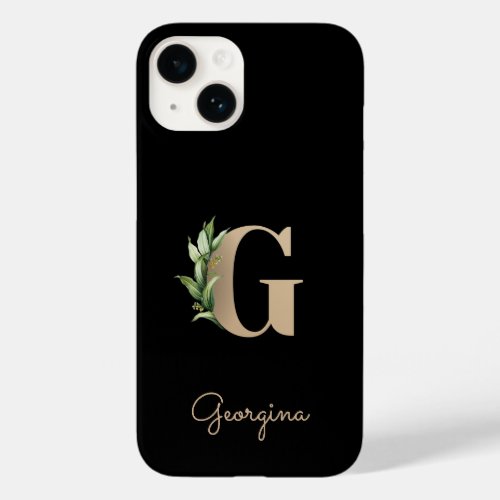 Elegant Botanical Monogram Gold Letter G Case_Mate iPhone 14 Case