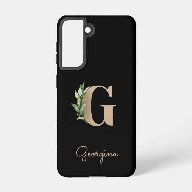 Elegant Botanical Monogram Gold Letter G Samsung Galaxy Case (Back)