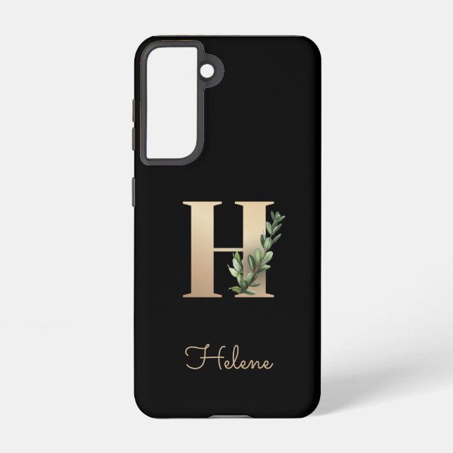 Elegant Botanical Monogram Gold Letter H Samsung Galaxy Case (Back)