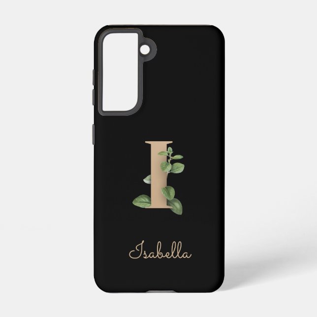 Elegant Botanical Monogram Gold Letter I Samsung Galaxy Case (Back)
