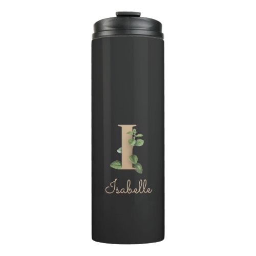 Elegant Botanical Monogram Gold Letter I  Thermal Tumbler